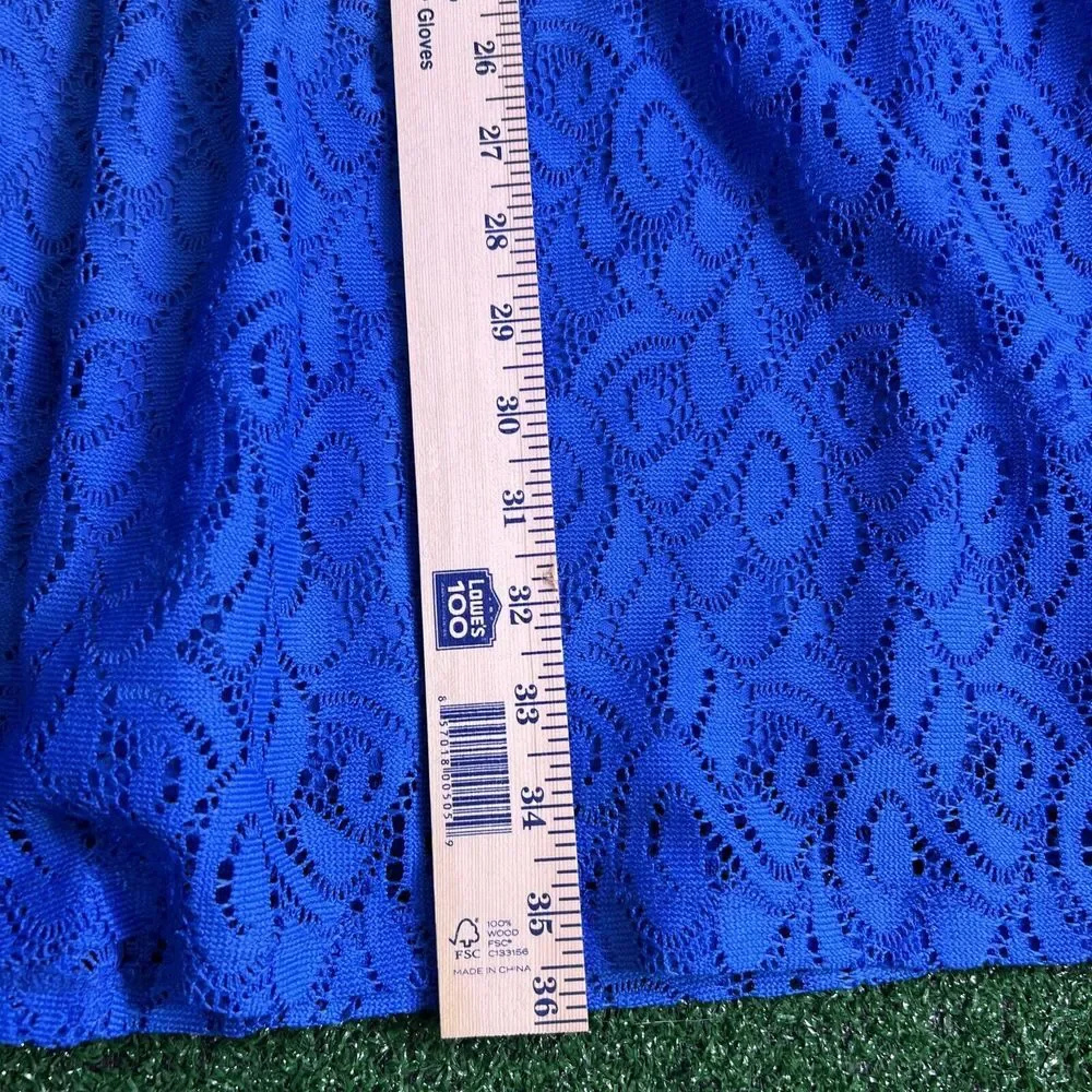 Dress Barn Lace Overlay Blue Dress Knee Length Sleeveless‎ Womens Size 14